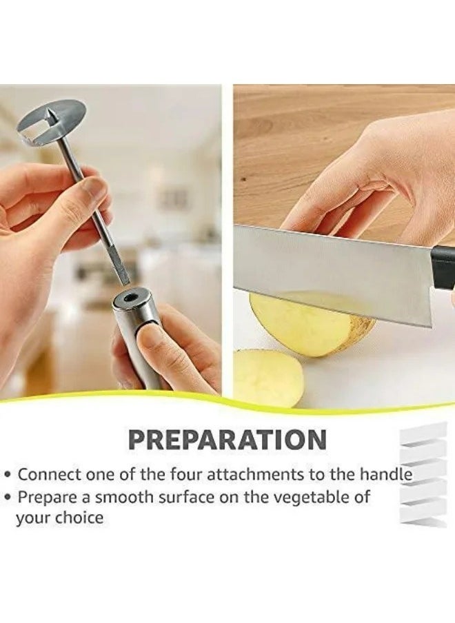 Lurch - Stainless Steel Vegetable Drill Fruit Corer And Veggie Spiralizer Twister Set With 4 Sizes for Coring and Hollowing out Zucchini Potatoes Carrot Apple - Image 1