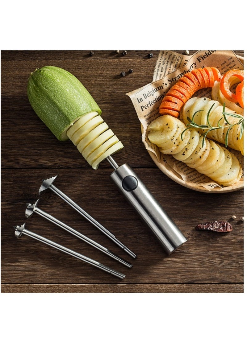 Lurch - Stainless Steel Vegetable Drill Fruit Corer And Veggie Spiralizer Twister Set With 4 Sizes for Coring and Hollowing out Zucchini Potatoes Carrot Apple - Image 1