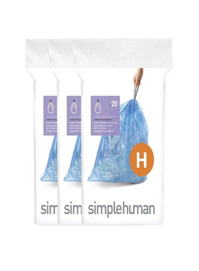 simplehuman Code H 60 Count, Genuine Custom Fit Liners, Drawstring Trash Bags in Dispenser Packs, 30-35 Liter / 8-9.2 Gallon, Blue - Image 1