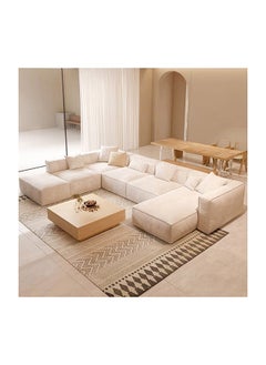 A to Z Furniture Silvia 6 Seater U Shaped Sofa in Beige Color 6 Seater Sofa  - Image 2