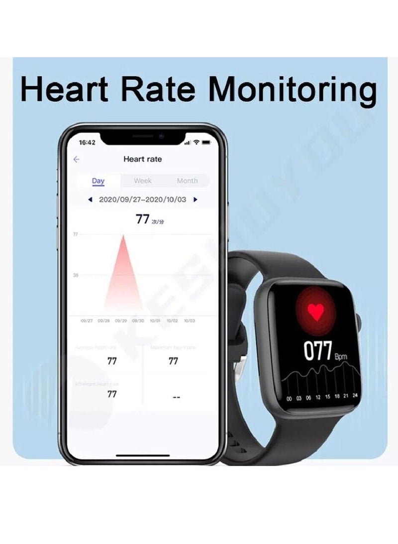 Zoom Plus Bluetooth Call Sports Fitness Tracker Heart Rate Monitor Waterproof Smartwatch For IOS Android Black - Image 2