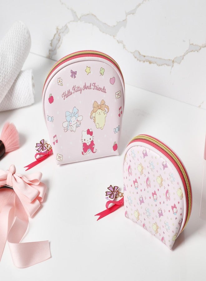 Hello Kitty Makeup Bag Set 2-Pieces Official License, Cute Dome Cosmetic Travel Bags, Sanrio Gifts - Image 3