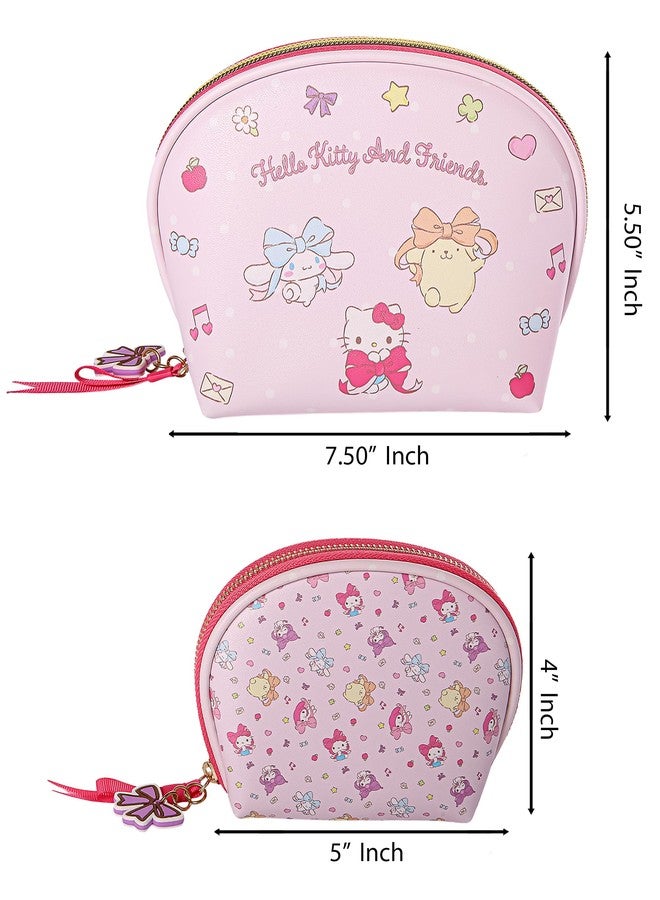 Hello Kitty Makeup Bag Set 2-Pieces Official License, Cute Dome Cosmetic Travel Bags, Sanrio Gifts - Image 5