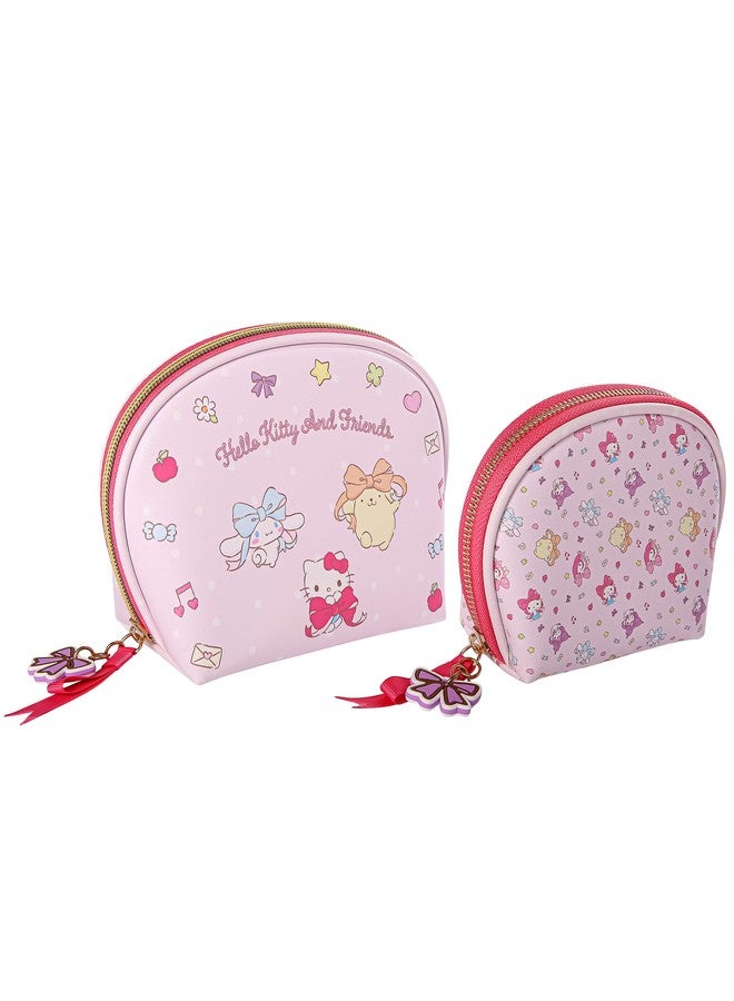 Hello Kitty Makeup Bag Set 2-Pieces Official License, Cute Dome Cosmetic Travel Bags, Sanrio Gifts - Image 1