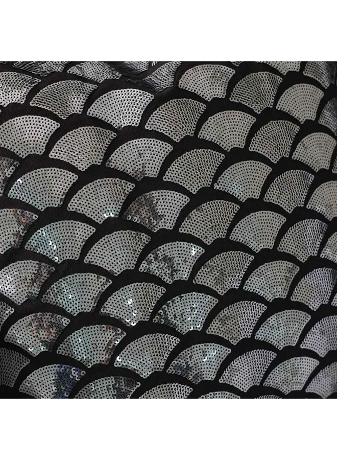 Danube Home Gleam Cotton Duck Cushion Decorative Sofa Throw Pillow Covers Luxury Style Cushion Case Pillow With Sequence Work 4 Mm Dia Sequins Black 45X45Cm