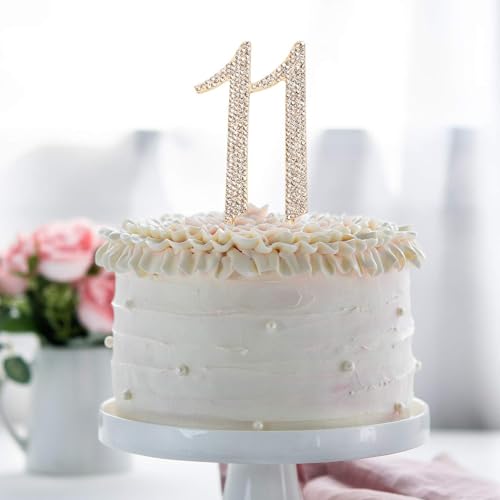 Hatcher lee Bling Crystal Rhinestone 11 Birthday Cake Topper - Best Keepsake | 11th Party Decorations Gold - Image 4