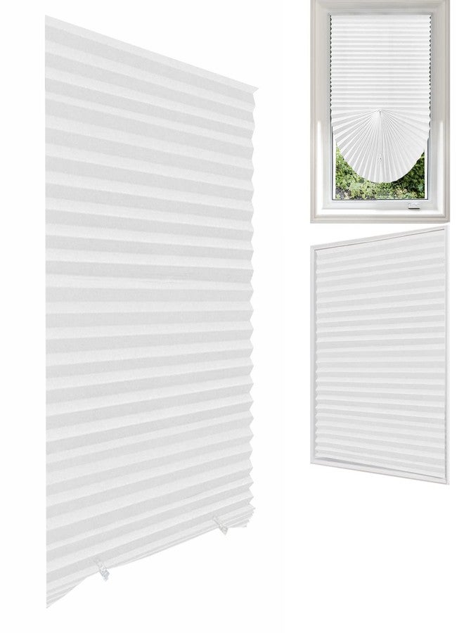 Jlong Blackout Blinds for Windows Pleated Paper Shades Adhesive Cordless Office,Living Room,Bedroom,Light Filtering,Easy to Cut and Install White-semi Shading 35.4*59''(90*150cm) - Image 1