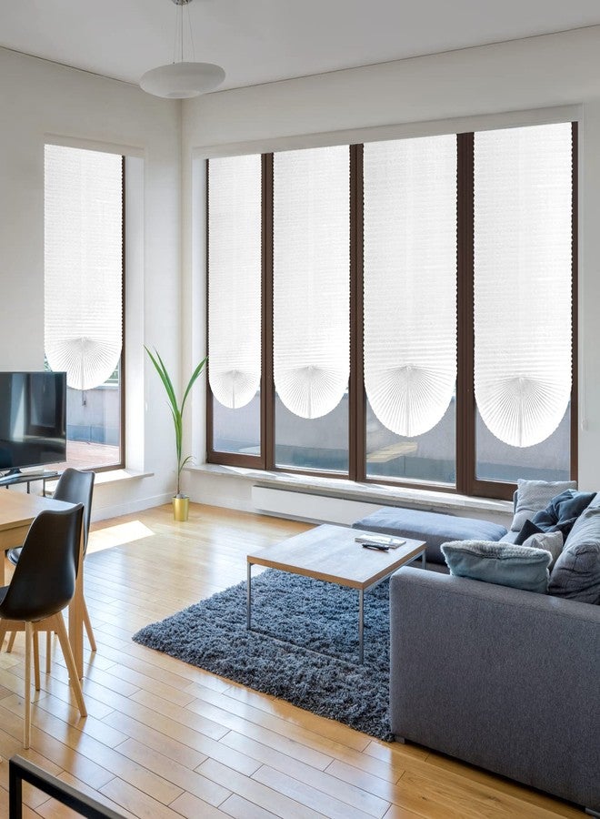 Jlong Blackout Blinds for Windows Pleated Paper Shades Adhesive Cordless Office,Living Room,Bedroom,Light Filtering,Easy to Cut and Install White-semi Shading 35.4*59''(90*150cm) - Image 5