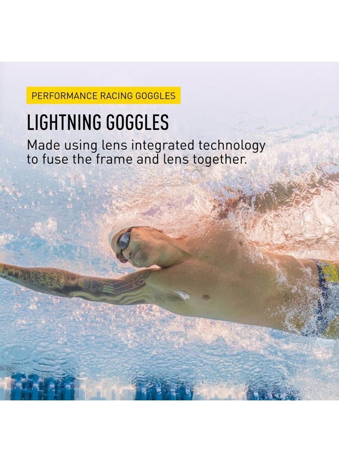 FINIS Lightning Goggles - Competitive Swim Goggles for Women & Men - Adjustable Silicone Straps - With 4 Interchangeable Nose Pieces - Silver/Mirror - Image 2