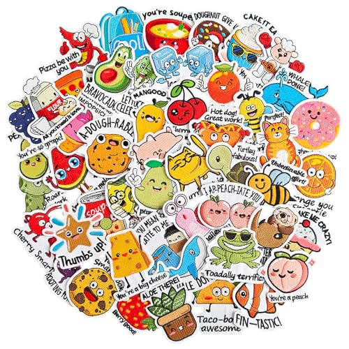 Butie 50 Pcs Funny Iron On Patches for Clothes Hats Socks Teacher School Motivational Patches with Hilarious Sayings Embroidered Appliques - Image 1