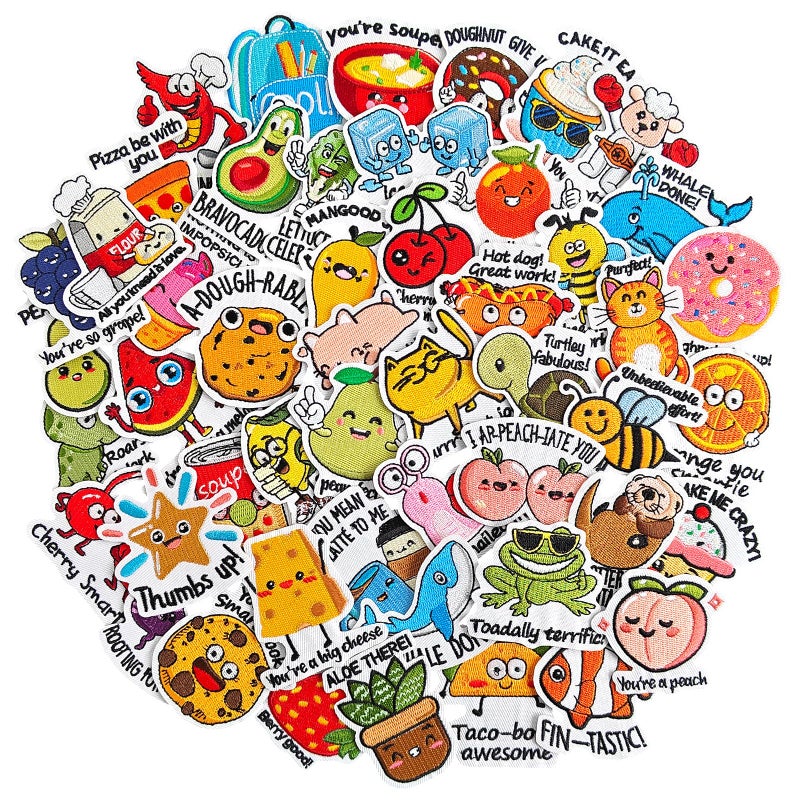 Butie 50 Pcs Funny Iron On Patches for Clothes Hats Socks Teacher School Motivational Patches with Hilarious Sayings Embroidered Appliques - Image 3