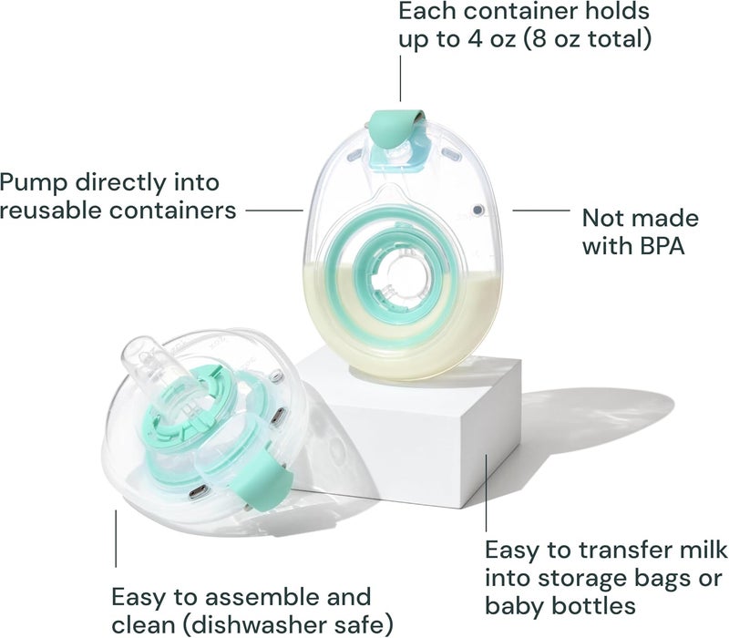 Willow 360 Reusable Breast Milk Containers 2-Count - 24mm Flange - Holds 4 oz. Per Container - Breastfeeding Essential for The Willow 360 or 3.0 Wearable Breast Pump, Hands-Free Pumping - Image 3