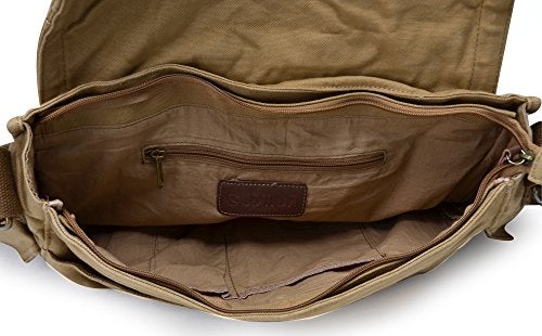 GOOTIUM Canvas Messenger Bag - Vintage Cross Body Shoulder Satchel, Khaki - Image 4