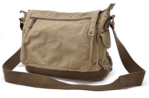 GOOTIUM Canvas Messenger Bag - Vintage Cross Body Shoulder Satchel, Khaki - Image 3