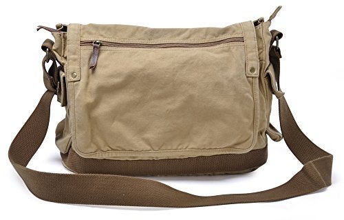 GOOTIUM Canvas Messenger Bag - Vintage Cross Body Shoulder Satchel, Khaki - Image 1