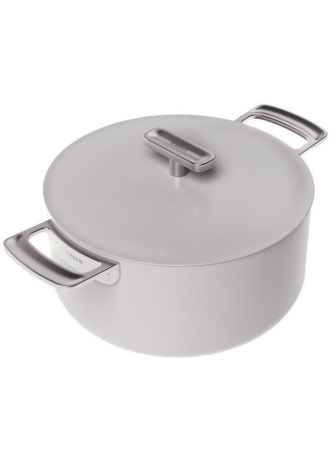 Ember Cookware وعاء طهي إمبر كوكوير أركيلا سيراميك غير لاصق 24 سم | غطاء معدني | مقابض من الفولاذ المقاوم للصدأ | 1x ملعقة مسطحة | وعاء برياني غير سام | آمن للاستخدام على الحث | خالي من PFAS و PTFE | سلسلة كابري | رمادي - Image 1