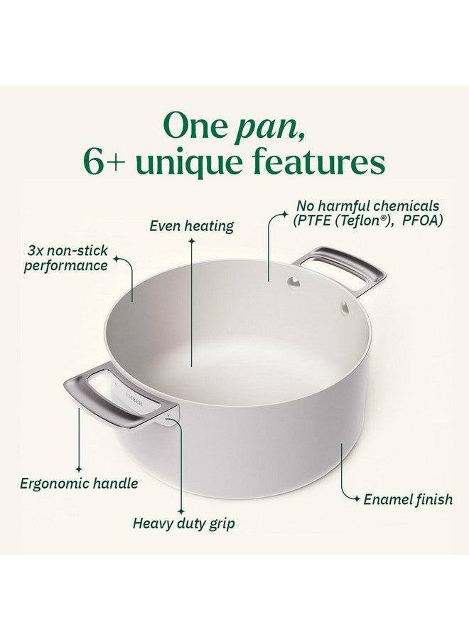 Ember Cookware وعاء طهي إمبر كوكوير أركيلا سيراميك غير لاصق 24 سم | غطاء معدني | مقابض من الفولاذ المقاوم للصدأ | 1x ملعقة مسطحة | وعاء برياني غير سام | آمن للاستخدام على الحث | خالي من PFAS و PTFE | سلسلة كابري | رمادي - Image 2