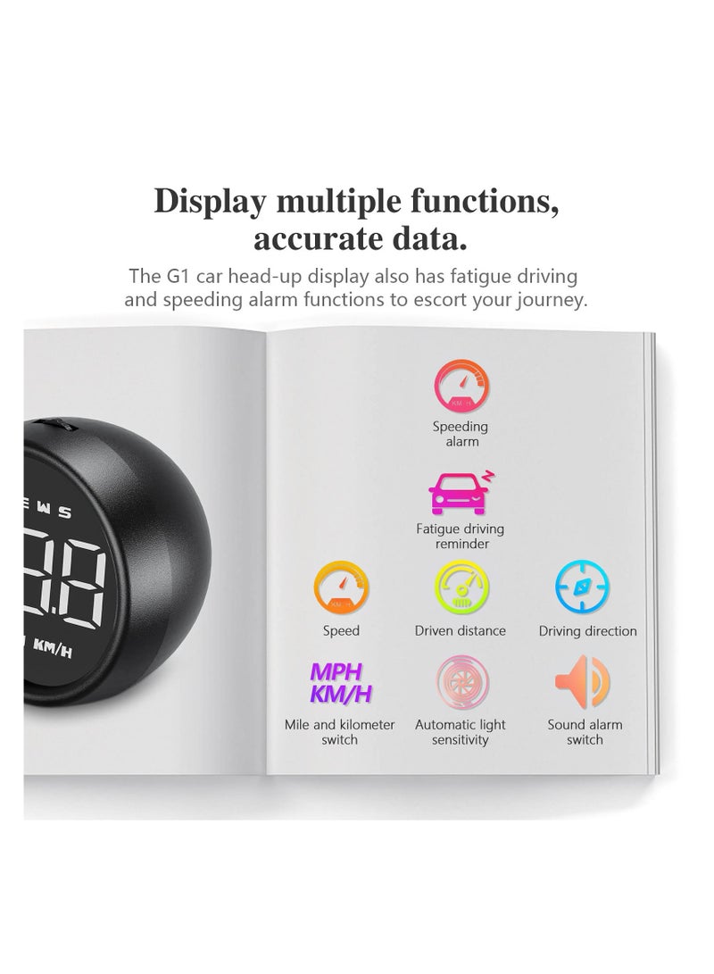 SYOSI عداد السرعة HUD للسيارة من SYOSI، تبديل ميل بالساعة وكم/ساعة، شاشة عرض أمامية تعرض السرعة والاتجاه مع تذكير بالسرعة، مناسب لجميع السيارات، سلامة القيادة - Image 2