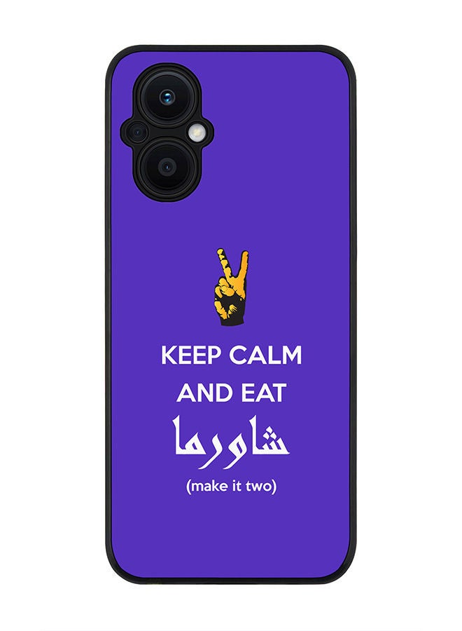 Stylizedd Rugged Black edge case for Oppo Reno7 Z  Slim fit Soft Case Flexible Rubber Edges Anti Drop TPU Gel Thin Cover - Keep Calm And Eat Shawarma (Blue) - Image 1