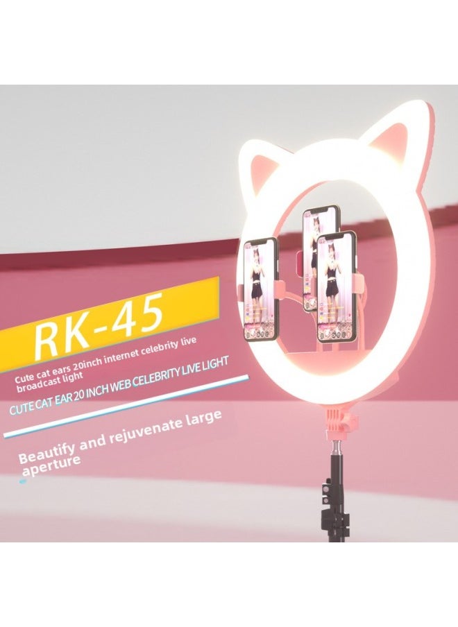 General Cute Cat Ear Beauty And Skin Rejuvenation Light Online Red Professional Live Light 20-inch Live Fill Light Direct RK45-Color:RK45 Live Light Without Bracket  - Image 3