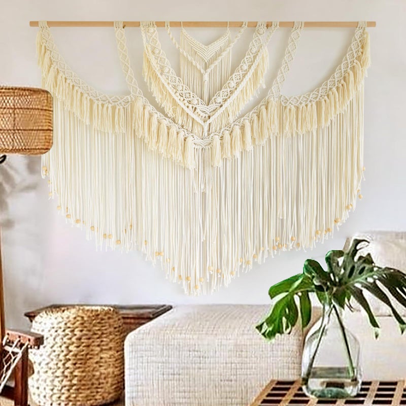 IOWER Macrame Wall Hanging Large Boho Wall Decor Craftsmanship Handmade Woven Cord Wall Art for Living Room Bedroom Apartment Wedding or Party Backdrop 47" W x 39" L - Image 2