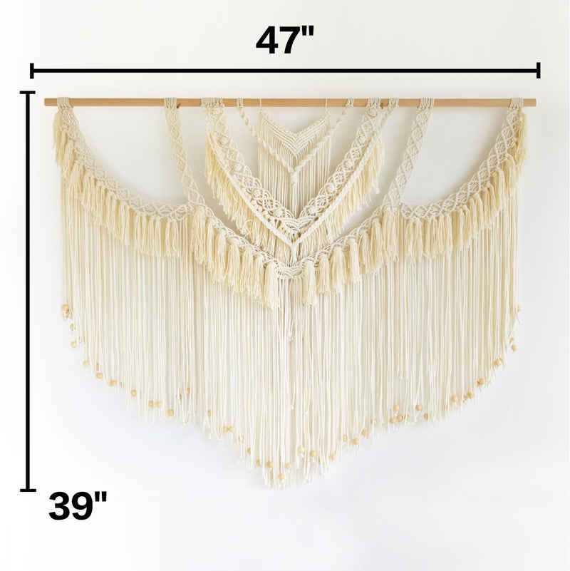 IOWER Macrame Wall Hanging Large Boho Wall Decor Craftsmanship Handmade Woven Cord Wall Art for Living Room Bedroom Apartment Wedding or Party Backdrop 47" W x 39" L - Image 4