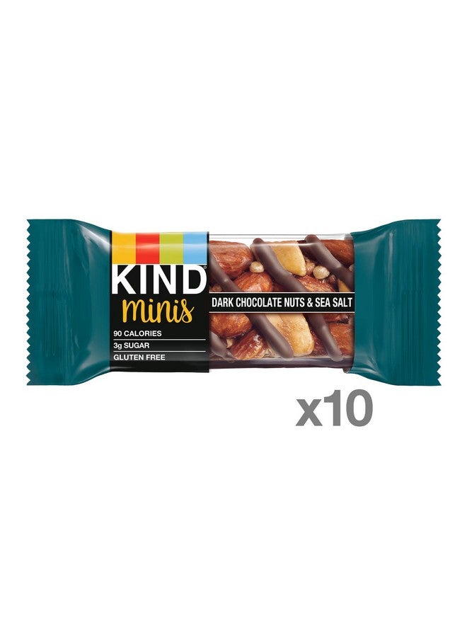 كيند KIND Minis، شوكولاتة داكنة ومكسرات وملح البحر، وجبات خفيفة صحية، خالية من الجلوتين، وجبات خفيفة منخفضة السعرات الحرارية، منخفضة السكر، 10 قطع - Image 2
