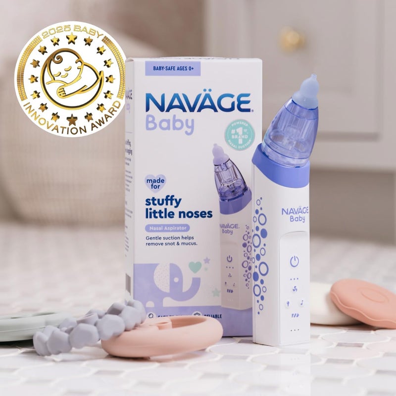 Navage Baby Nasal Aspirator  Gentle Pediatrician Endorsed Nasal Aspirator for Baby Congestion  Stuffy Noses  Baby Nose Sucker w Lights Lullabies  BPA Free Silicone Tips - Image 2