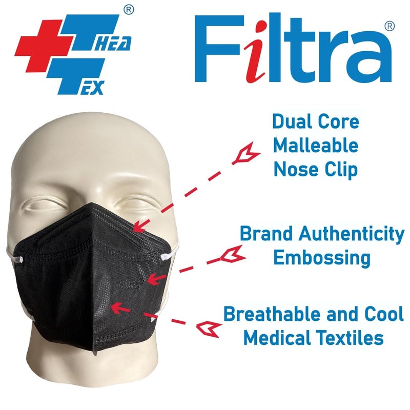 Filtra ® N95 Mask with Ear Loops | FFP2 Mask with Ear Loops | BIS Certified | 5 Layer & Thick Ear Loops | High Filtration | Zip Lock Travel Pouch of 10 Masks - Image 5
