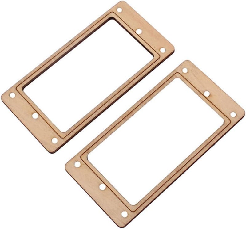 Maple Wood Pickup Ring with Yellow Plastic Bottom Frame 8 Screws Included Slanted Double Coil Humbucker Mounting Ring for Electric Guitar - Image 3