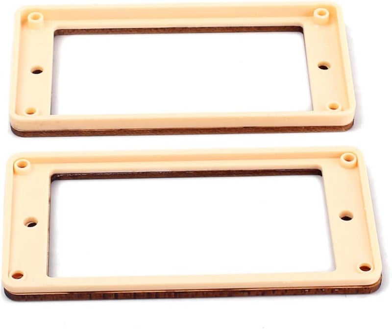 Maple Wood Pickup Ring with Yellow Plastic Bottom Frame 8 Screws Included Slanted Double Coil Humbucker Mounting Ring for Electric Guitar - Image 1