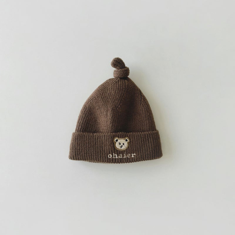 Cute Bear Knit Baby Hat Autumn Winter 2024 Newborn Coffee scarf  - Image 5