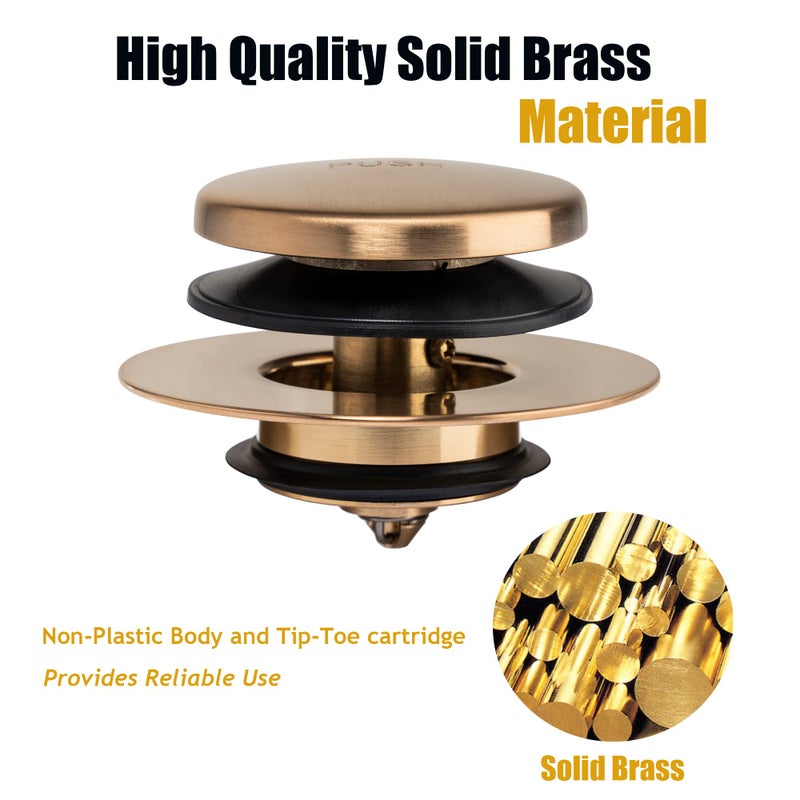 Artiwell Champagne Bronze Universal Tub Drain Tip Toe Tub Conversion Kit Assembly Artiwell Ez Installation Bathtub Drain Replacement Trim Kit With 1-Hole Overflow Face Plate And Pop-Up Tub Stopper - Image 5