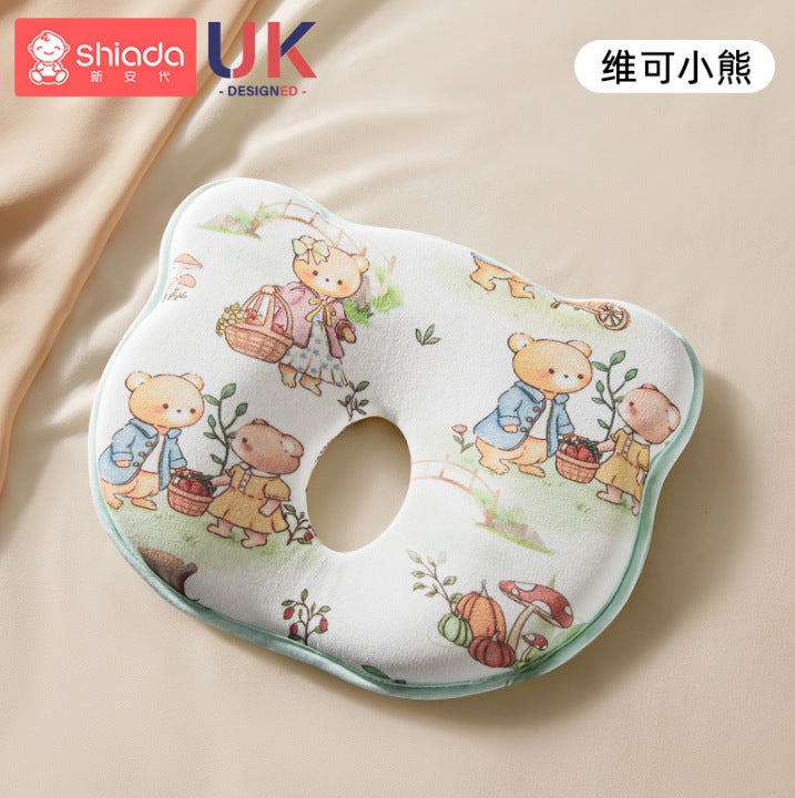Memory Foam Shaped Pillow Baby Pillow for Newborns 0 to 6 Months Old, Anti-Migraine Sleeping Head Shape Correction Antibacterial - Image 1