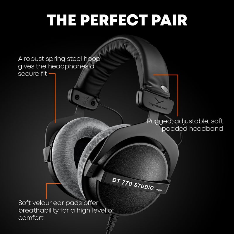 Beyer Dynamic beyerdynamic DT 770 Pro Studio Headphones - Over-Ear, Closed-Back, Professional Design for Recording and Monitoring (80 Ohm, Grey) - Image 2