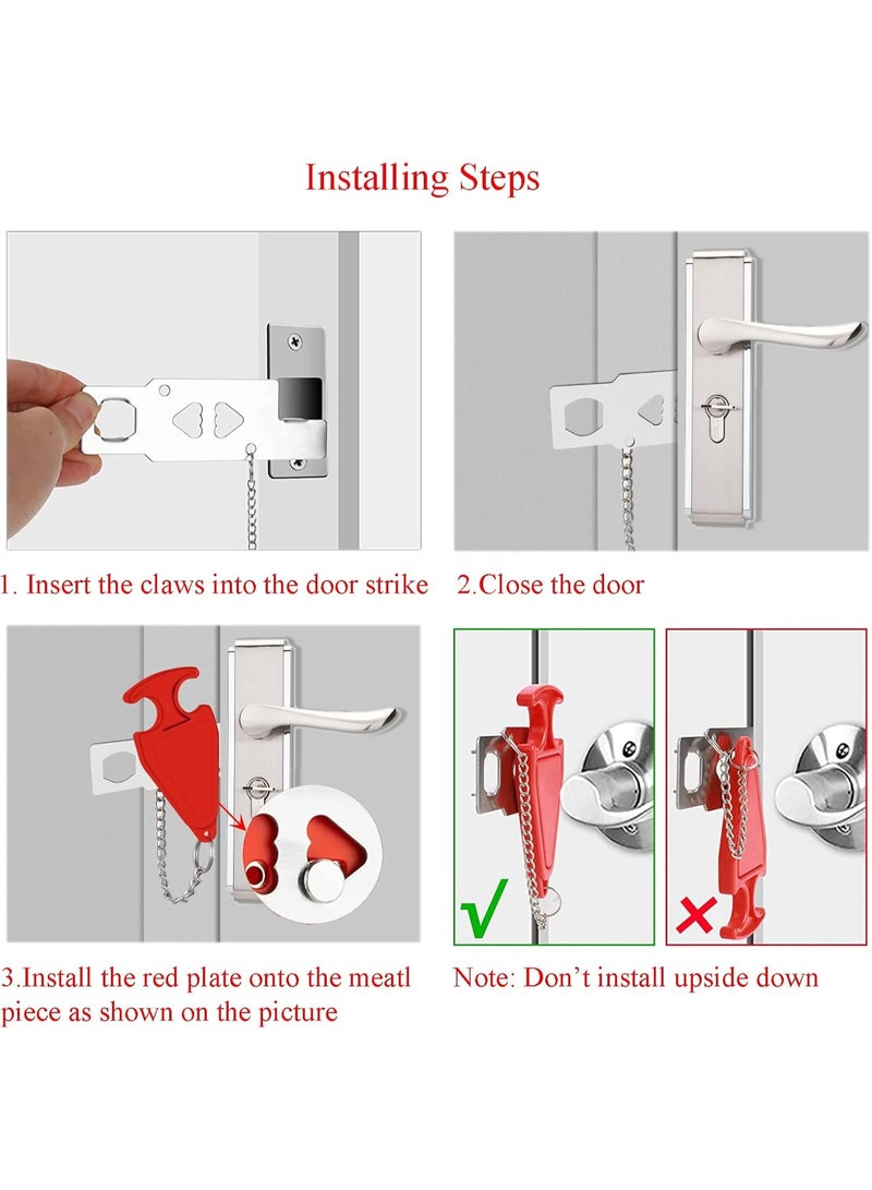 قفل باب محمول للفنادق والمنازل والشقق، قفل أمان بدون حفر للخصوصية والسلامة، أقفال أمان محمولة للأطفال والنساء - عبوتان - Image 4