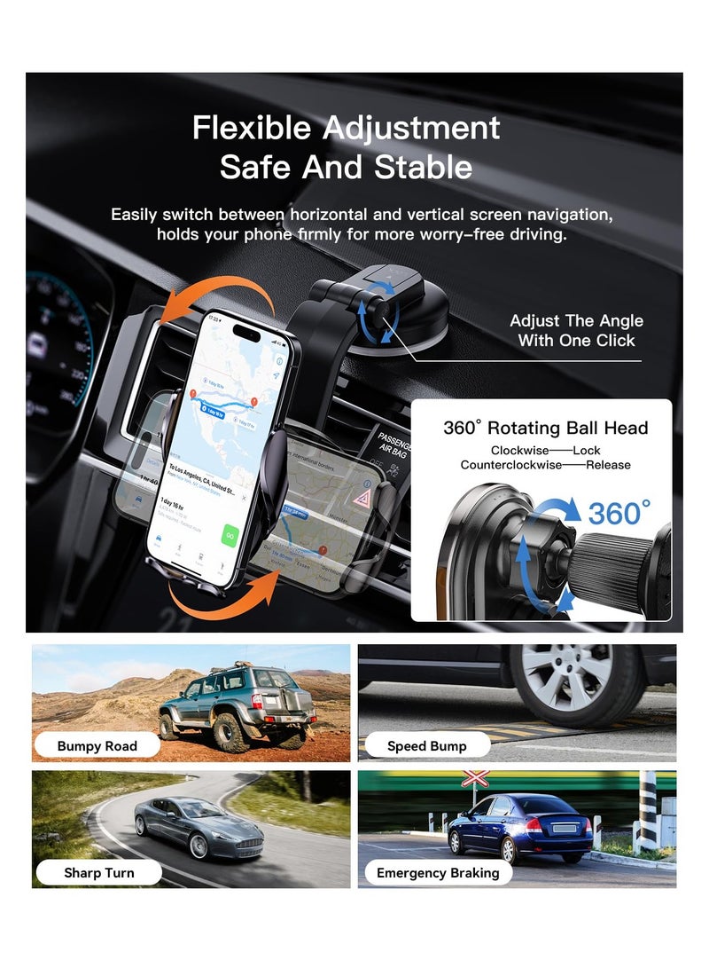 KASTWAVE KASTWAVE 15W Wireless Car Charger, 360° Adjustable Fast Charging Car Phone Holder Mount Auto Clamping Cell Phone Stand for iPhone 15 14 13 12 11 Pro Max, Samsung Galaxy S23 S22 S21 for 4-4.7In (Black) - Image 5
