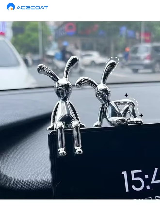 ACECOAT Set Of 2 Rabbit Car Ornaments Light Luxury Ornaments Cute Car Interiors Car Decorations Creative Car Centre Console Jewelry - Image 5