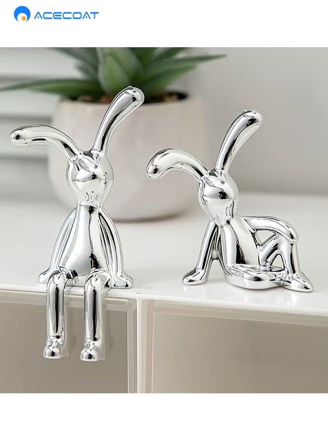 ACECOAT Set Of 2 Rabbit Car Ornaments Light Luxury Ornaments Cute Car Interiors Car Decorations Creative Car Centre Console Jewelry - Image 2