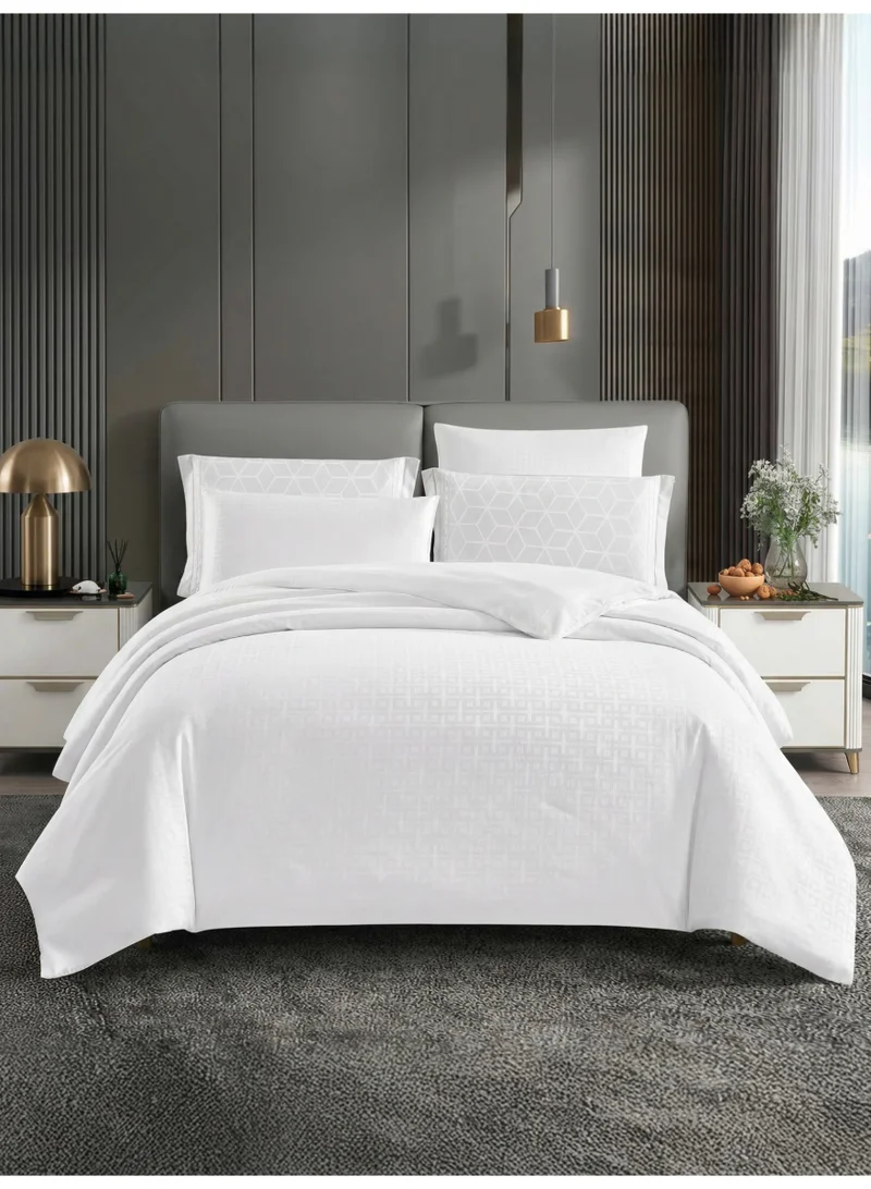 دوناتيلا طقم غطاء لحاف هندسي، مقاس كينج يناسب سرير بمقاس 200×200 سم - طقم سرير مكون من 6 قطع، قماش ميكروفايبر ممشط - 1 غطاء لحاف، 1 شرشف مطاطي، 2 كيس مخدة شام، 2 كيس مخدة (الحشوة غير متضمنة)