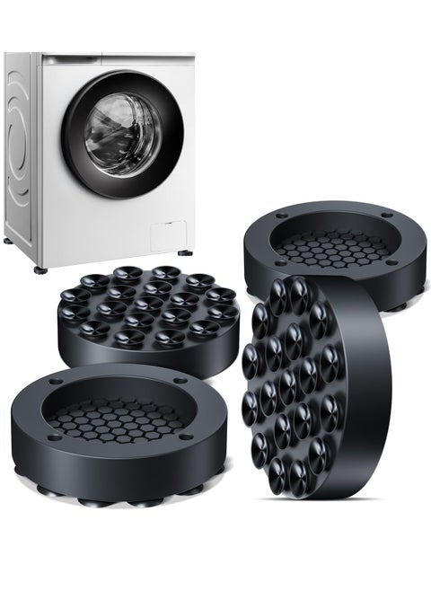 Generic 4 Pack Anti Vibration Pads for Washing Machine with Strong Adsorption Suction Cup, Non Slip Rubber Stabilizer Support Feet Mat for Washer and Dryer Machine, Noise Dampening, Stop Washer Dryer Walking