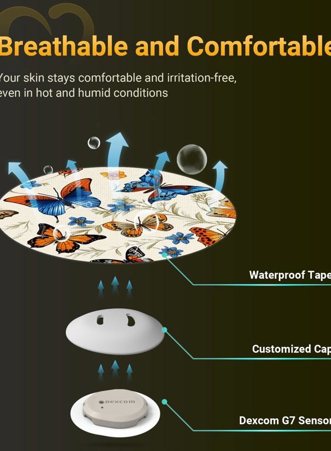 Amolyfe Dexcom G7 Over Patches Waterproof, 10 Pack Dexcom Stelo Overpatches, Bump-Proof with Hard Cap, Breathable, Medical Adhesive, 10-Day CGM Protection (Butterfly) - Image 5