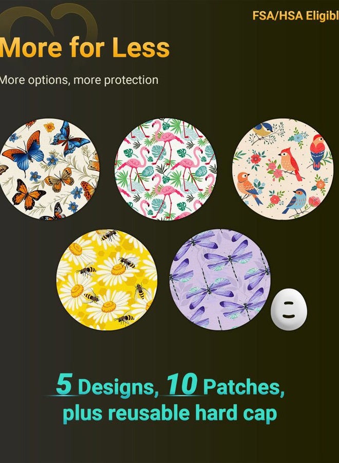 Amolyfe Dexcom G7 Over Patches Waterproof, 10 Pack Dexcom Stelo Overpatches, Bump-Proof with Hard Cap, Breathable, Medical Adhesive, 10-Day CGM Protection (Butterfly) - Image 2