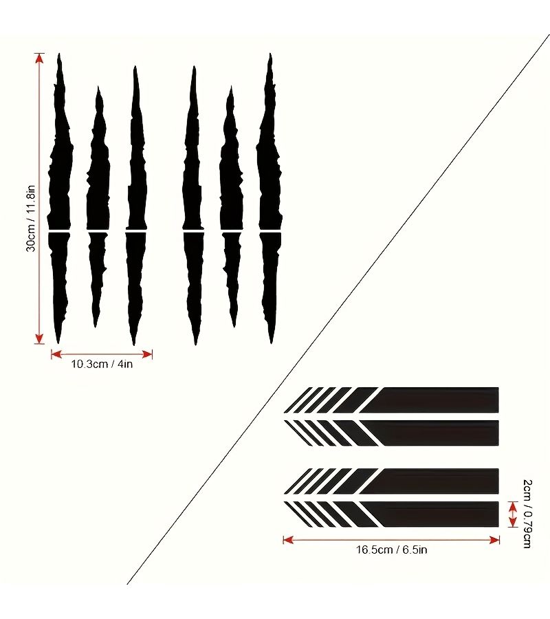 6 Pieces Universal Classic Scratch Stripe Claw Marks Rearview Mirror Reflective Car Stickers Yellow Self Adhesive JDM Vinyl Decals - Image 3