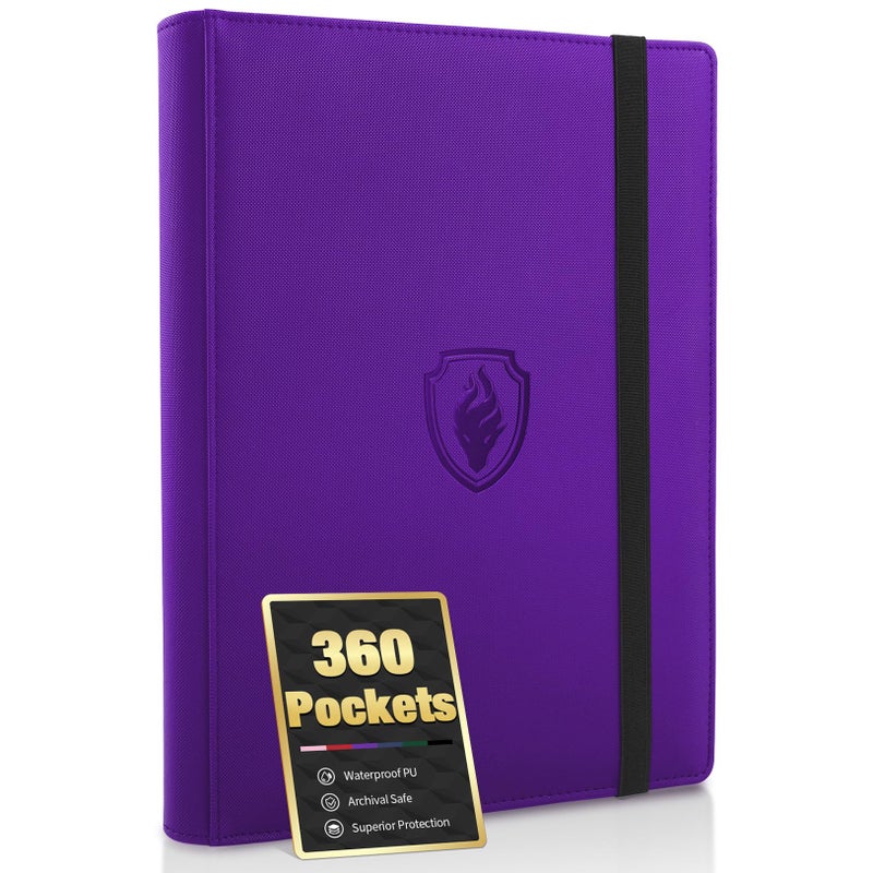 Fabmaker Premium 9 Pocket Card Binder for 360 Cards Fabmaker PU Cover Trading Card Binder Sturdy Card Collection Album Sleek Card Holder Folders for Game Cards Sports Cards Purple - Image 2