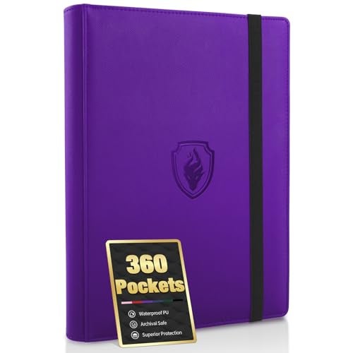 Fabmaker Premium 9 Pocket Card Binder for 360 Cards Fabmaker PU Cover Trading Card Binder Sturdy Card Collection Album Sleek Card Holder Folders for Game Cards Sports Cards Purple - Image 1