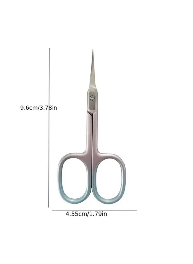 Powder Blue Stainless Steel Eyebrow Nail Scissors Sharp Curved Tip For Salon Home Use - Image 4
