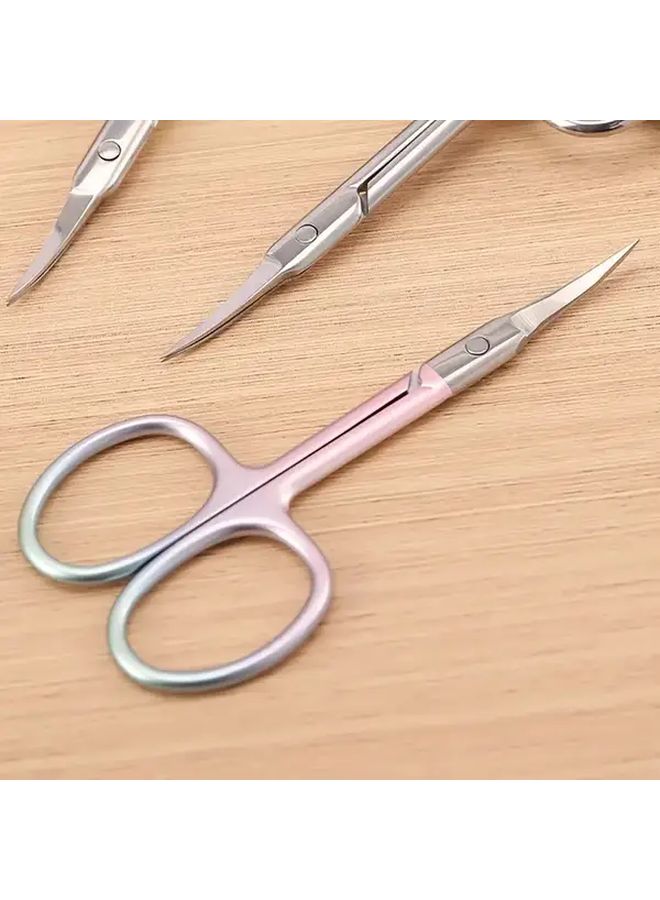 Powder Blue Stainless Steel Eyebrow Nail Scissors Sharp Curved Tip For Salon Home Use - Image 3