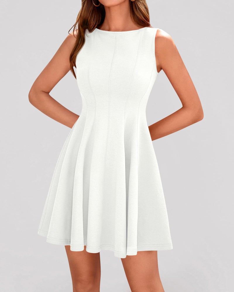BTFBM Spring Dresses for Women 2026 Elegant Classy A Line Casual Graduation Business Work Party Cocktail Short Dress(White, Small) - Image 5