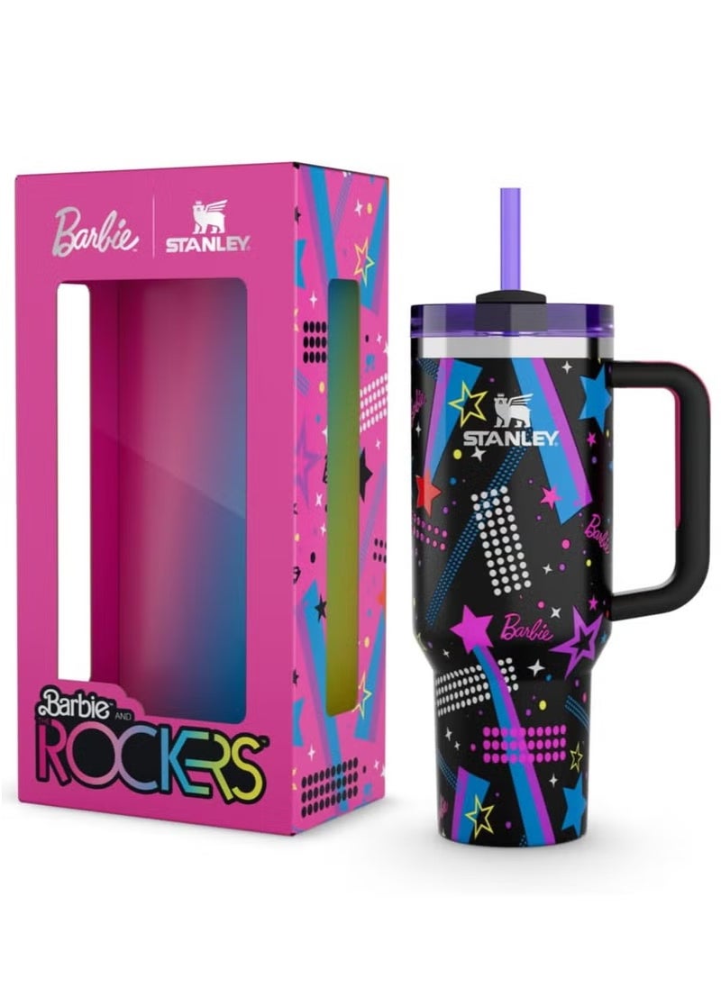 Barbie x Stanley 40oz Twist ’N Turn Quencher H2.0 Tumbler – Vital Orange Limited Edition, Recycled Stainless Steel, Leak-Resistant FlowState Lid, Reusable Straw, Double Wall Insulated BPA-Free Travel Mug for Hot & Cold Drinks